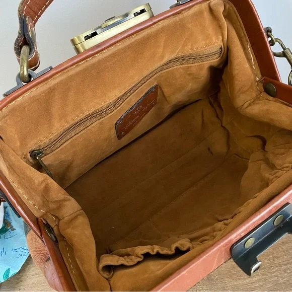 Patricia Nash Painted Floral Leather Satchel with Lock and Key - Picture 9 of 16